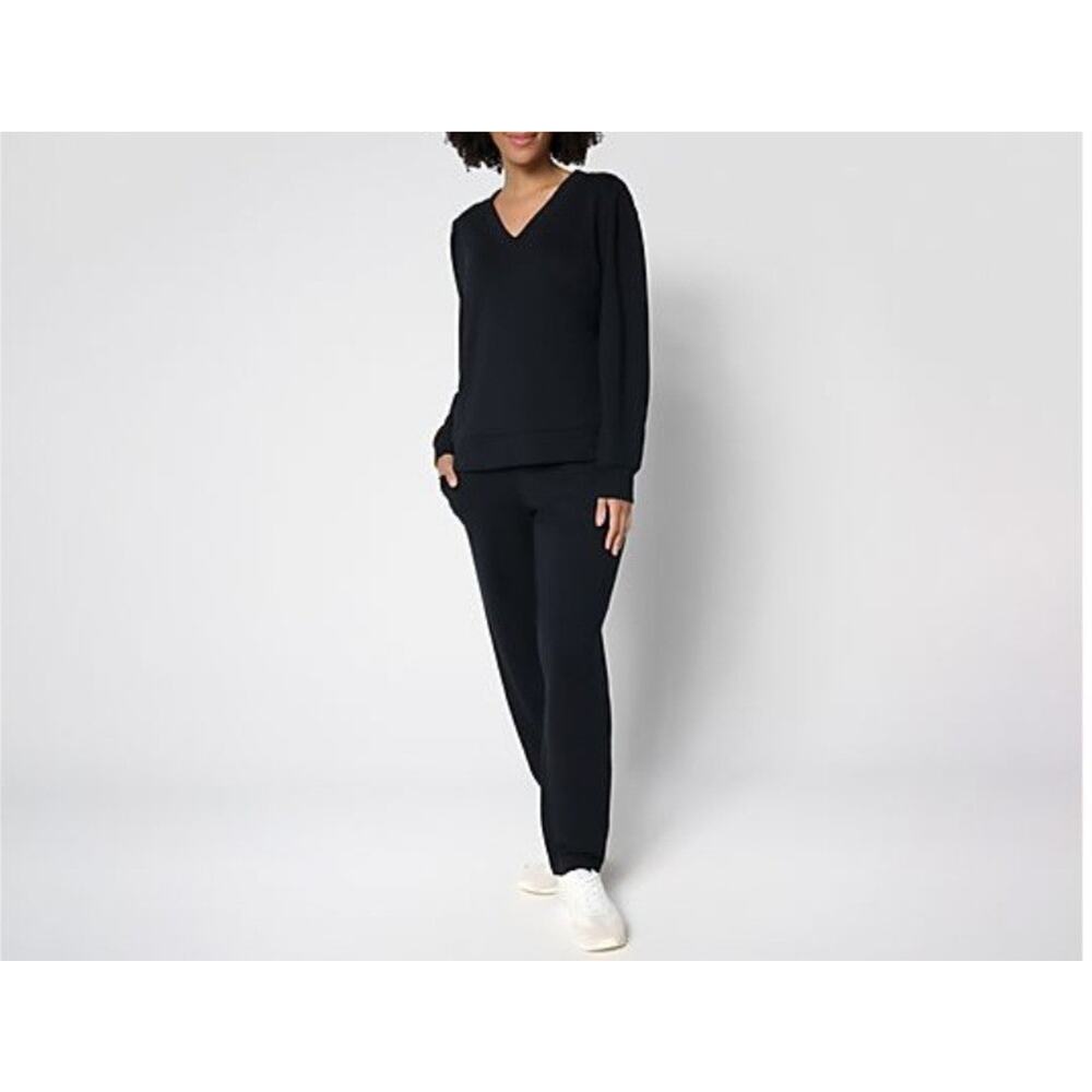 Anybody Size M Black Cozy Knit French Terry Top & Pant Set A702390 NWOT